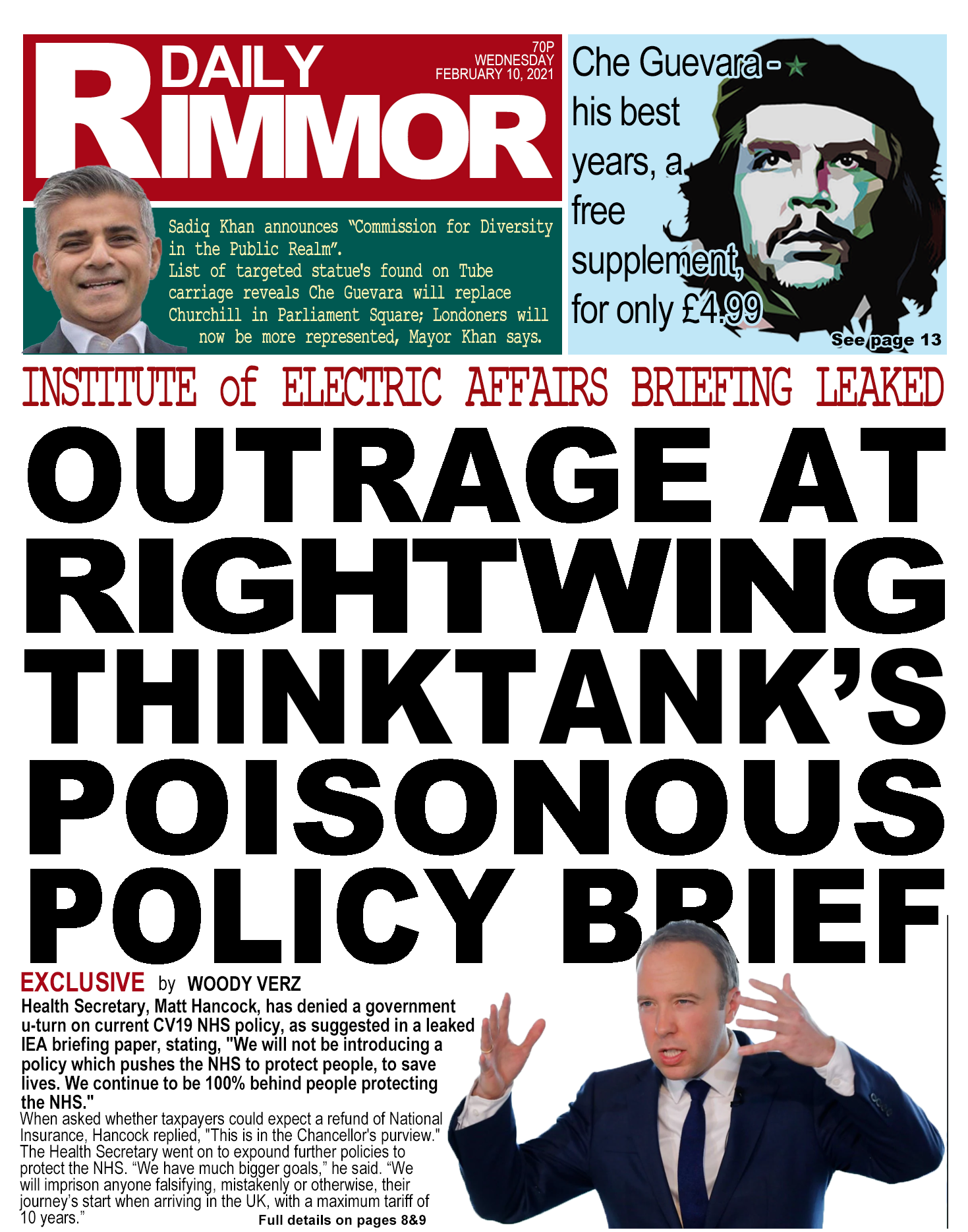 Daily Rimmor front page. COVID-19, Wednesday 10 February