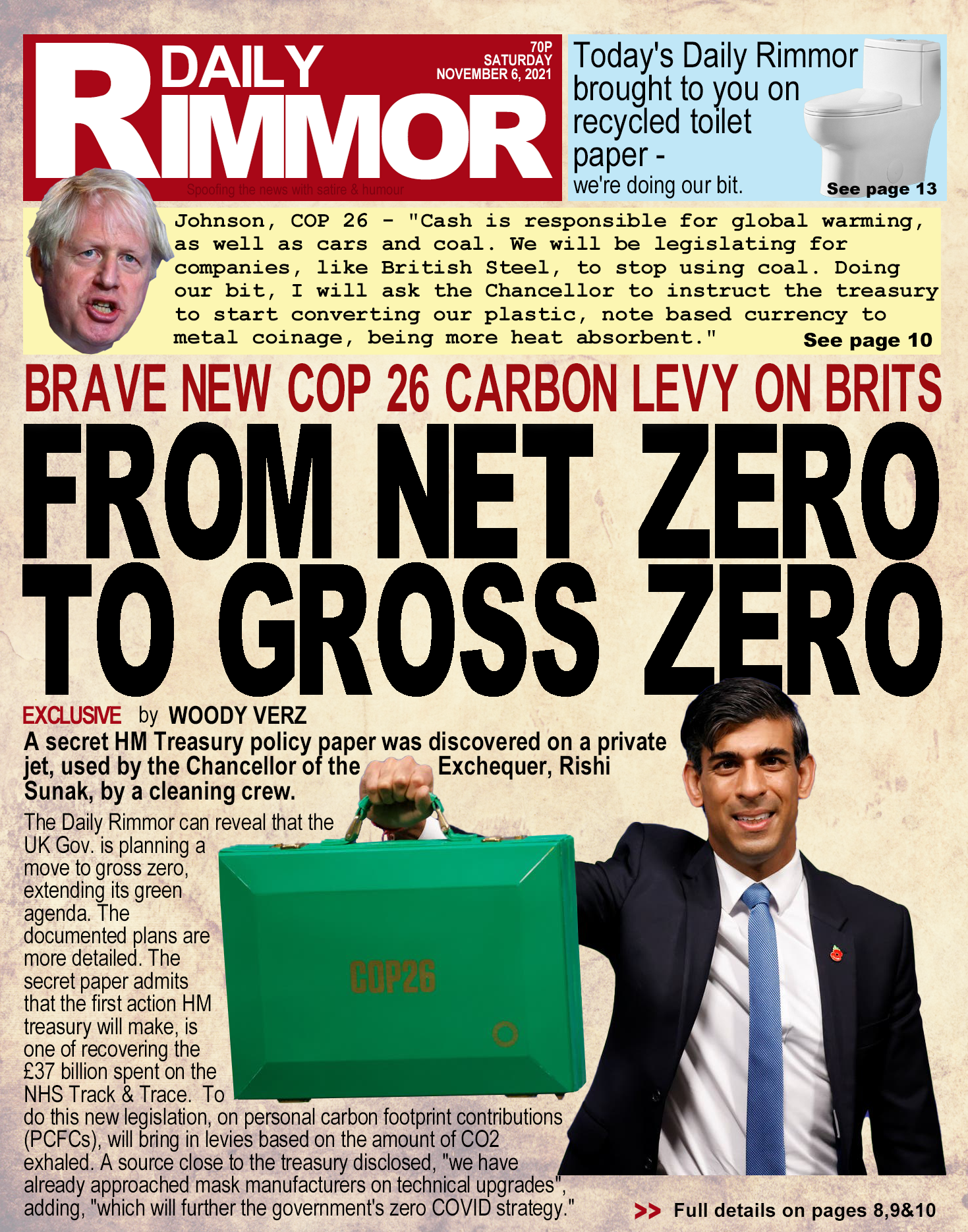Daily Rimmor front page. COVID-19, Saturday 6 November